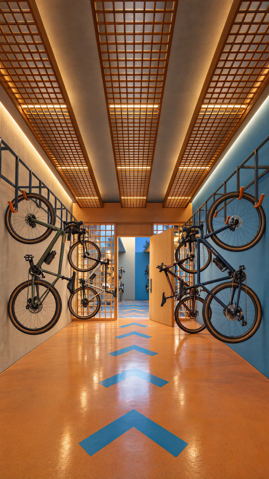 Imagem 3D de bicicletário, edifício residencial em Curitiba, PR. Feita pela Oficina3D.