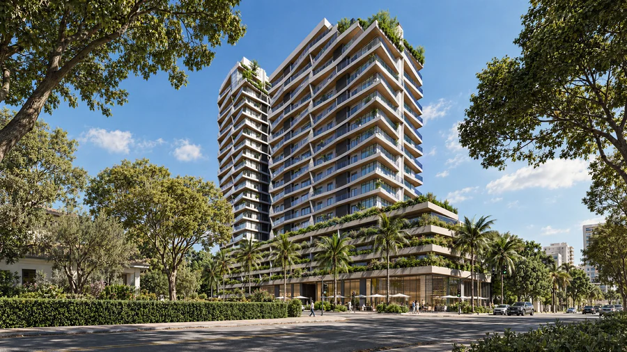 Imagem 3D de torre, edifício residencial em Balneário Piçarras, SC. Feita pela Oficina3D.