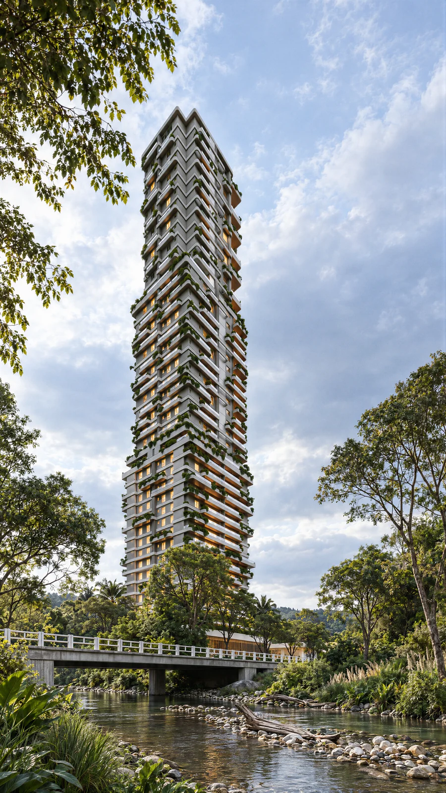 Imagem 3D de torre, edifício residencial em Blumenau, SC. Feita pela Oficina3D.